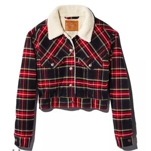Levi’s Plaid Corduroy Cropped Trucker Jacket – Size M